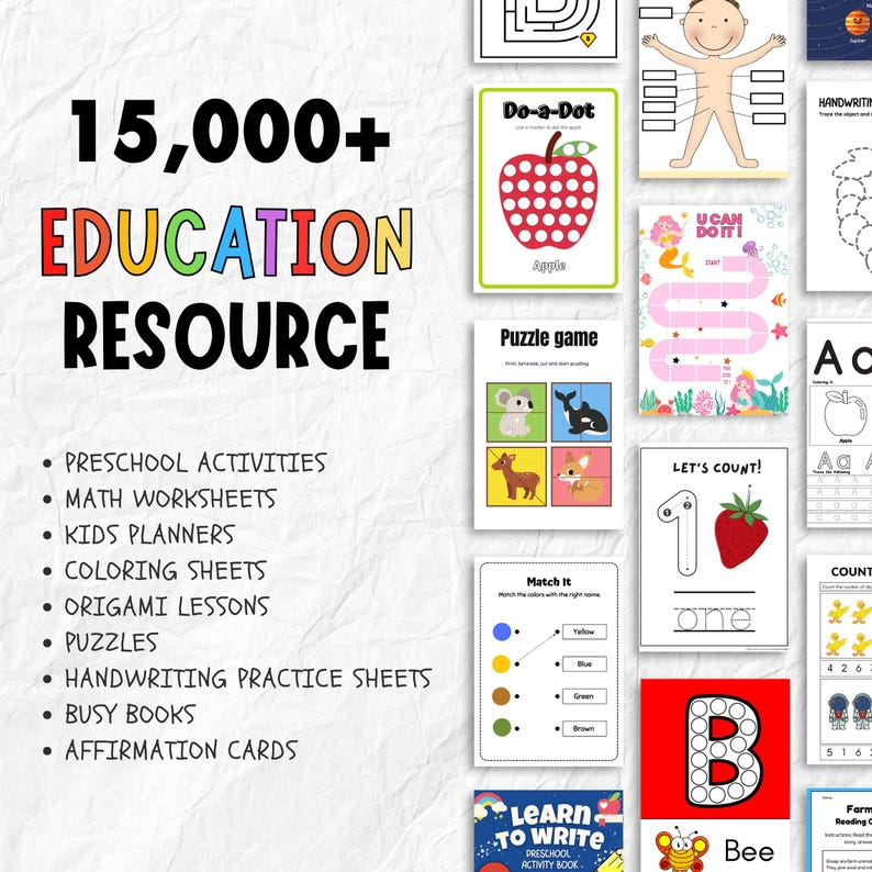 15000+ kids’ worksheet bundle + 800+ Free E Books